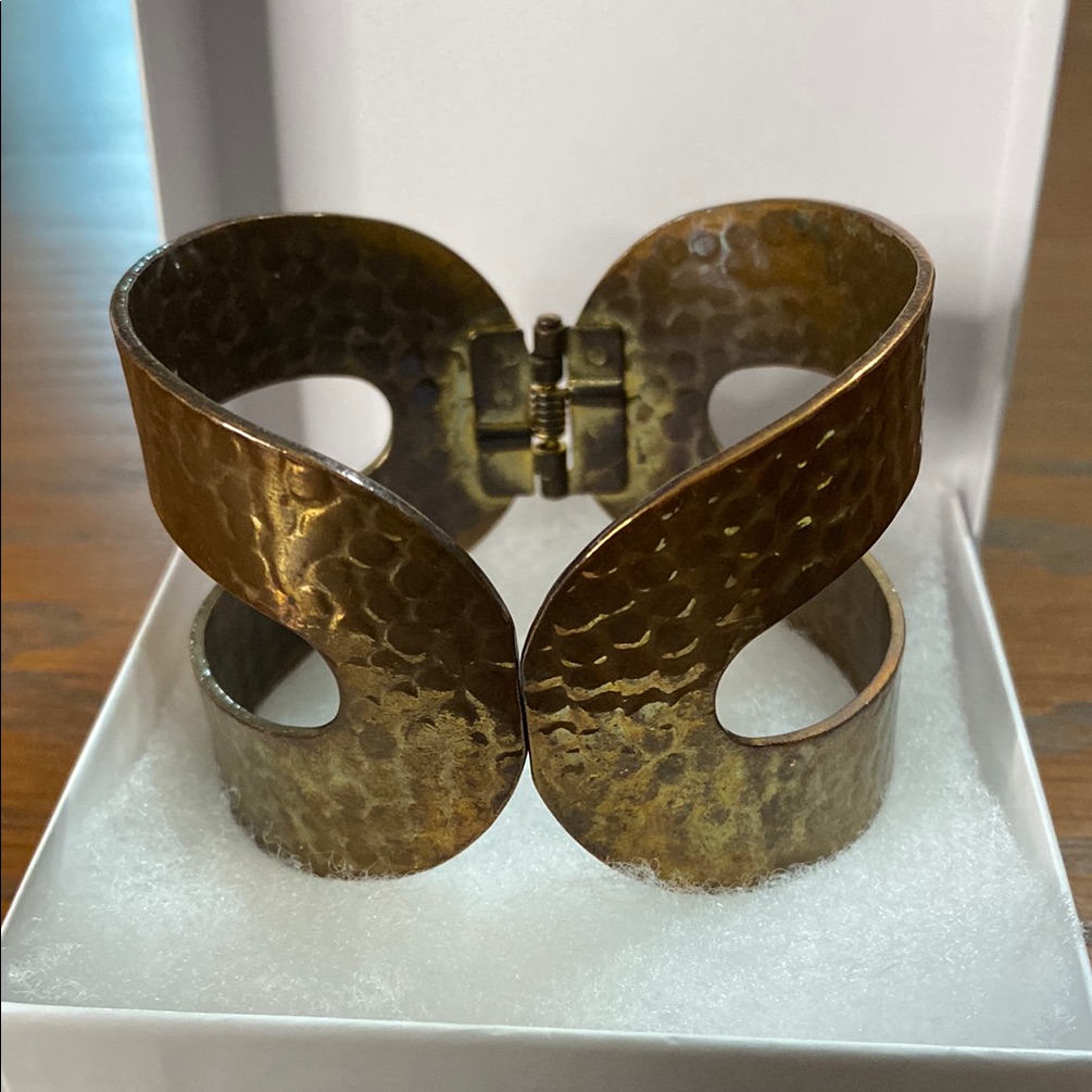5 For $15 Hammered Metal Bronze Hinged Cuff Bracelet